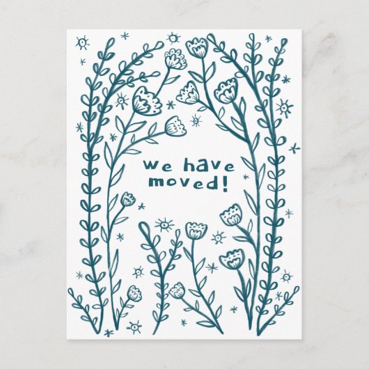 Bewegende Aankondiging Floral Lijst Sketch Doodle Briefkaart (Voorkant)