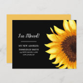 Bewegende aankondiging Geel Zonnebloem Zwart Briefkaart (Voorkant / Achterkant)