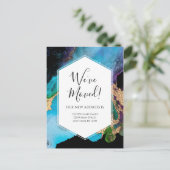 Bewegende aankondiging Gold Blue Black Ink Modern Briefkaart (Staand voorkant)