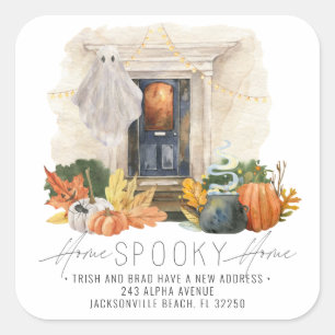 Bewegende aankondiging   Halloween voordeur Vierkante Sticker