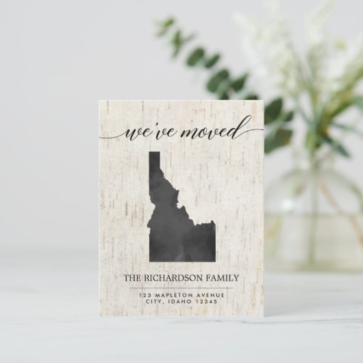 Bewegende aankondiging, Idaho staat rustiek Uitnodiging Briefkaart (Staand voorkant)