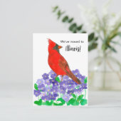Bewegende aankondiging Illinois kardinaal vogel vi Briefkaart (Staand voorkant)