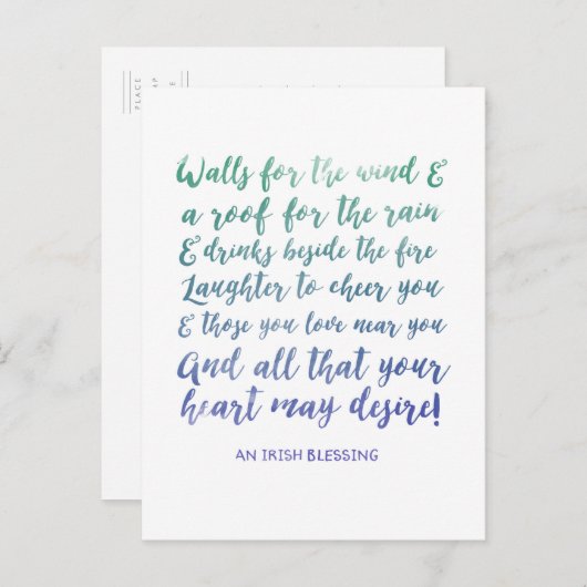 Bewegende aankondiging Irish Blessing Briefkaart (Voorkant / Achterkant)