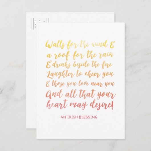 Bewegende aankondiging Irish Blessing Briefkaart (Voorkant / Achterkant)