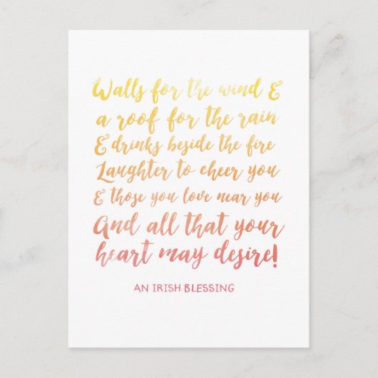 Bewegende aankondiging Irish Blessing Briefkaart (Voorkant)