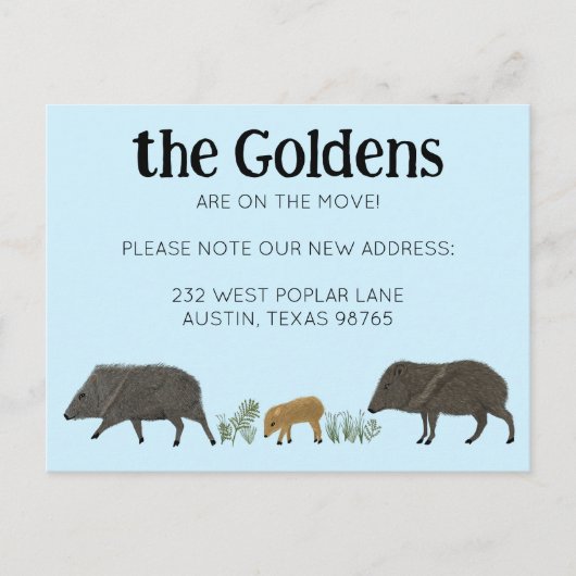 BEWEGENDE AANKONDIGING Javelina Familie Zuidwest Briefkaart (Voorkant)