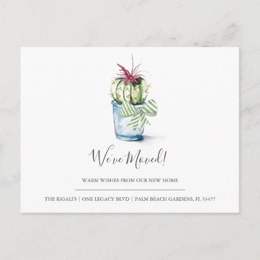 Bewegende Aankondiging Kaarten Waterverf Cactus (Voorkant)