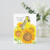 Bewegende aankondiging Kansas Meadowlark Zonnebloe Briefkaart (Staand voorkant)