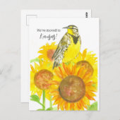 Bewegende aankondiging Kansas Meadowlark Zonnebloe Briefkaart (Voorkant / Achterkant)
