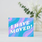 BEWEGENDE AANKONDIGING Kleurrijke Strepen in Blauw Briefkaart (Staand voorkant)