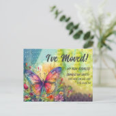 Bewegende aankondiging kleurrijke vlinder briefkaart (Staand voorkant)