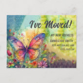 Bewegende aankondiging kleurrijke vlinder briefkaart (Voorkant)