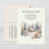 Bewegende aankondiging Log Cabin Snow Briefkaart (Voorkant / Achterkant)