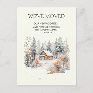 Bewegende aankondiging Log Cabin Snow Briefkaart
