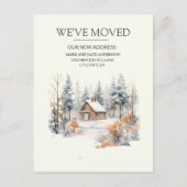 Bewegende aankondiging Log Cabin Snow Briefkaart (Voorkant)