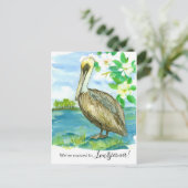 Bewegende aankondiging Louisiana Pelican Magnolia Briefkaart (Staand voorkant)