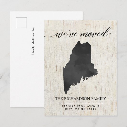 Bewegende aankondiging, Maine staat rustiek Uitnodiging Briefkaart (Voorkant / Achterkant)