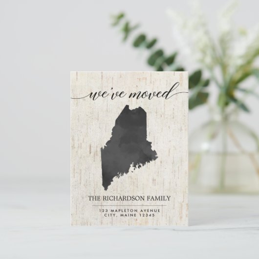 Bewegende aankondiging, Maine staat rustiek Uitnodiging Briefkaart (Staand voorkant)
