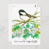 Bewegende Aankondiging Massachusetts Chickadee Flo Briefkaart (Voorkant / Achterkant)