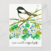 Bewegende Aankondiging Massachusetts Chickadee Flo Briefkaart (Voorkant)