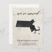 Bewegende aankondiging, Massachusetts rustieke sta Uitnodiging Briefkaart (Voorkant / Achterkant)