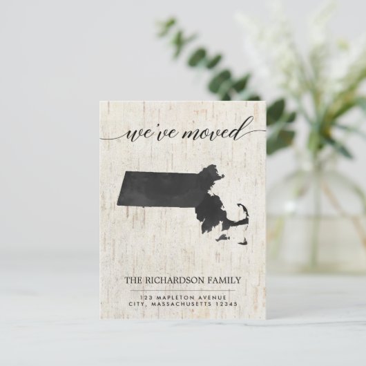 Bewegende aankondiging, Massachusetts rustieke sta Uitnodiging Briefkaart (Staand voorkant)