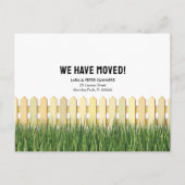 Bewegende aankondiging met piket hek en tuin briefkaart (Voorkant)