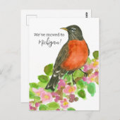 Bewegende aankondiging Michigan Robin Apple Blosso Briefkaart (Voorkant / Achterkant)