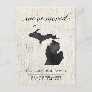 Bewegende aankondiging, Michigan staat rustiek Uitnodiging Briefkaart