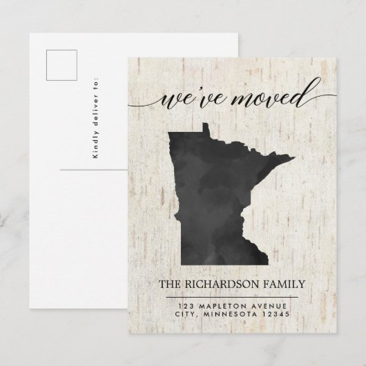 Bewegende aankondiging, Minnesota rustieke staat Uitnodiging Briefkaart (Voorkant / Achterkant)