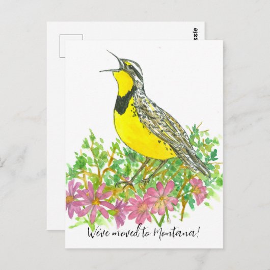 Bewegende aankondiging Montana Meadowlark Bitterro Briefkaart (Voorkant / Achterkant)