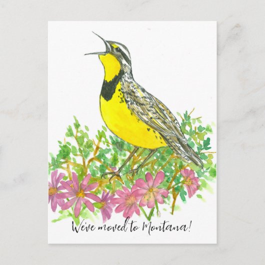 Bewegende aankondiging Montana Meadowlark Bitterro Briefkaart (Voorkant)