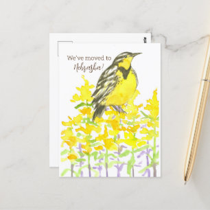 Bewegende Aankondiging Nebraska Meadowlark Goldenr Briefkaart