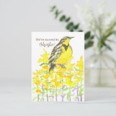 Bewegende Aankondiging Nebraska Meadowlark Goldenr Briefkaart (Staand voorkant)