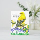 Bewegende Aankondiging New Jersey Goldfinch Violet Briefkaart (Staand voorkant)