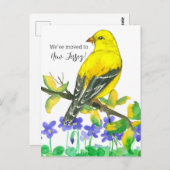Bewegende Aankondiging New Jersey Goldfinch Violet Briefkaart (Voorkant / Achterkant)