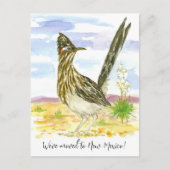 Bewegende aankondiging New Mexico Roadrunner Yucca Briefkaart (Voorkant)