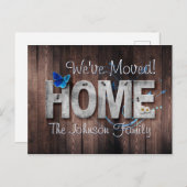 Bewegende Aankondiging Nieuw Adres Rustic Wood HOM Briefkaart (Voorkant / Achterkant)