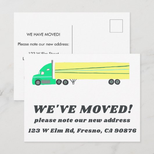 BEWEGENDE AANKONDIGING NIEUW ADRES Schattigee Truc Briefkaart (Voorkant / Achterkant)