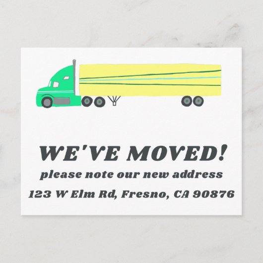 BEWEGENDE AANKONDIGING NIEUW ADRES Schattigee Truc Briefkaart (Voorkant)