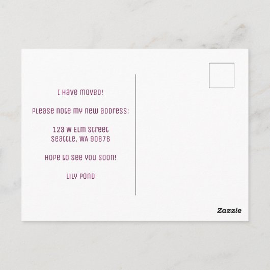 BEWEGENDE AANKONDIGING Nieuw Appartement Adres Bal Briefkaart (Achterkant)