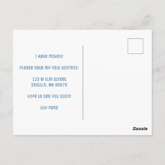 BEWEGENDE AANKONDIGING Nieuw Appartement Adres Bal Briefkaart (Achterkant)