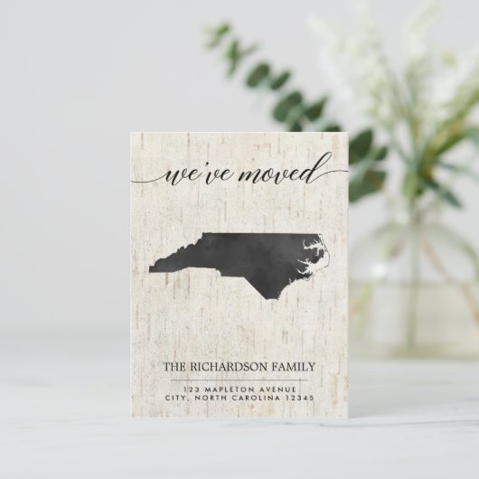Bewegende aankondiging, North Carolina staat rusti Uitnodiging Briefkaart (Staand voorkant)