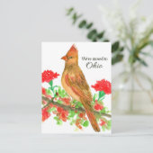Bewegende Aankondiging Ohio Kardinaal Rode Anjers Briefkaart (Staand voorkant)