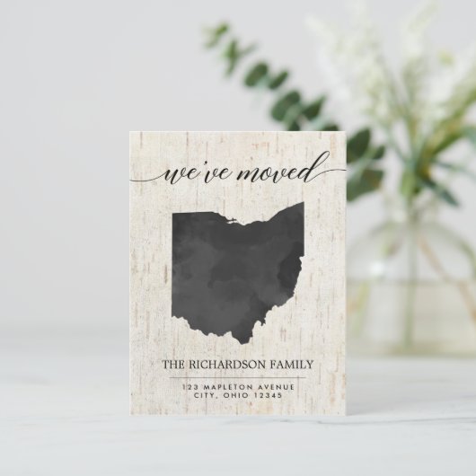 Bewegende aankondiging, Ohio State rustiek Uitnodiging Briefkaart (Staand voorkant)