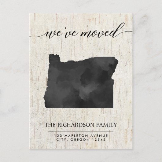 Bewegende aankondiging, Oregon staat rustiek Uitnodiging Briefkaart (Voorkant)