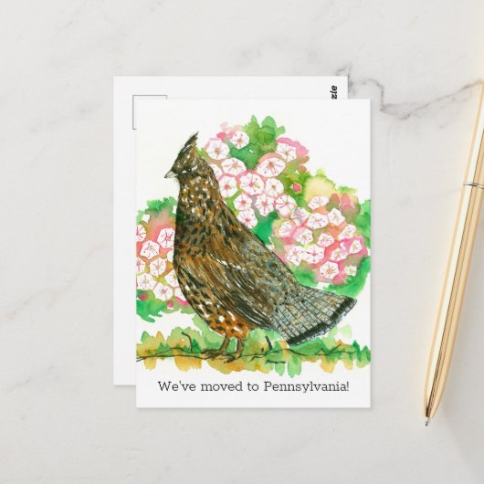 Bewegende aankondiging Pennsylvania Ruffed Grouse Briefkaart (Voorkant / Achterkant in situ)