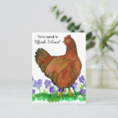 Bewegende aankondiging Rhode Island Red Hen Violet Briefkaart (Staand voorkant)