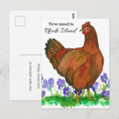 Bewegende aankondiging Rhode Island Red Hen Violet Briefkaart (Voorkant / Achterkant)