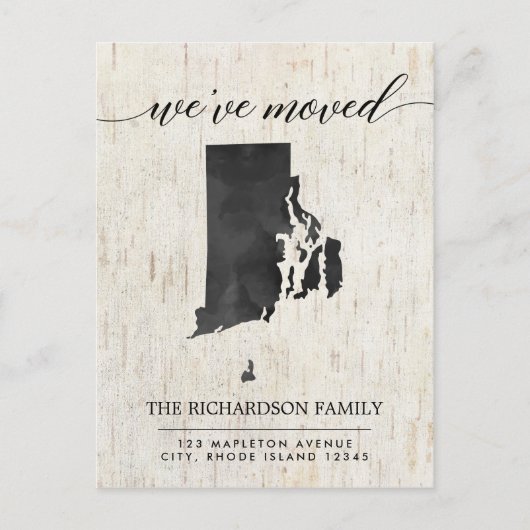 Bewegende aankondiging, Rhode Island staat rustiek Uitnodiging Briefkaart (Voorkant)